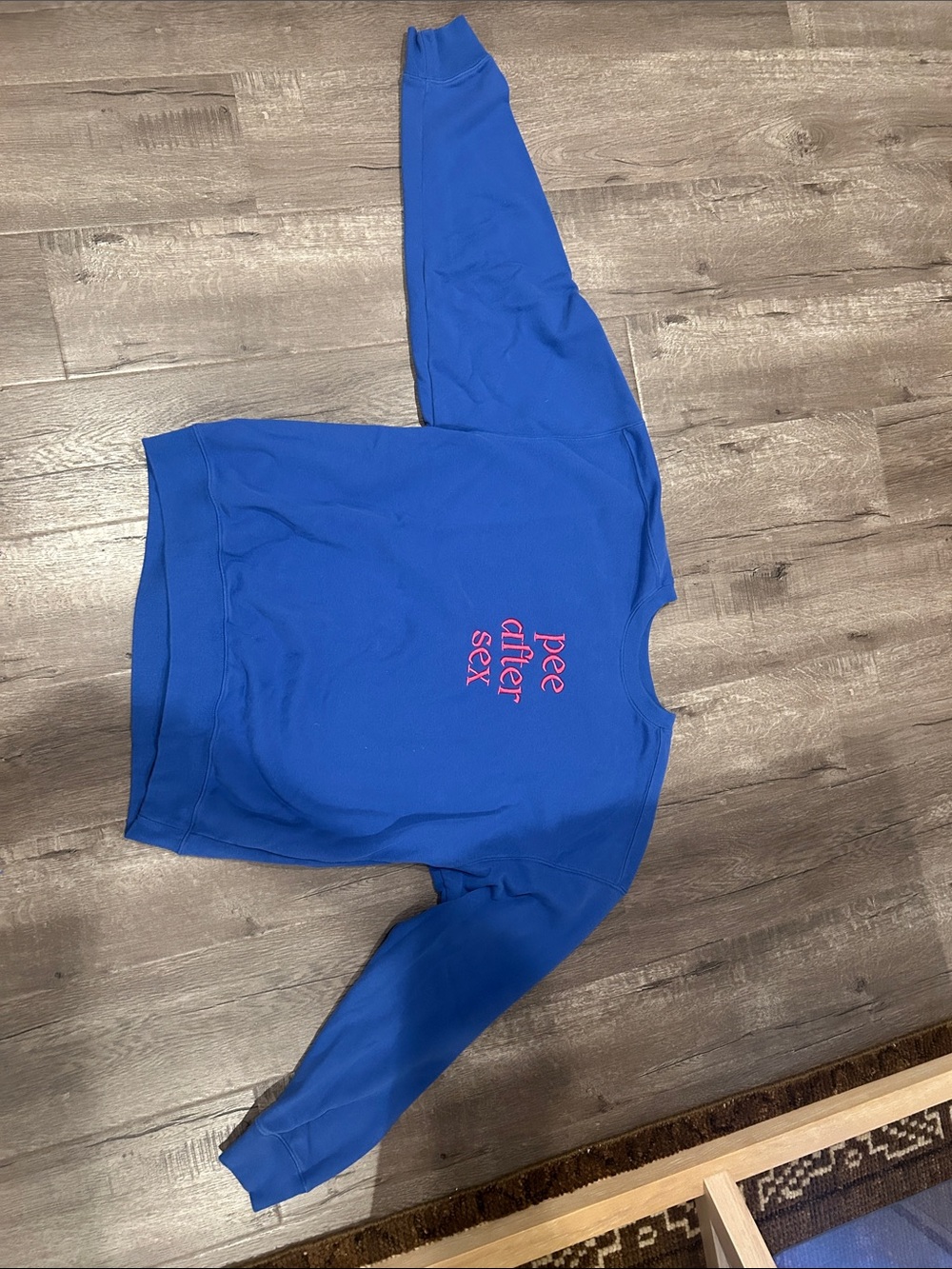 Unisex “pee after s**” Crewneck Sweatshirt with Pink Embroidery